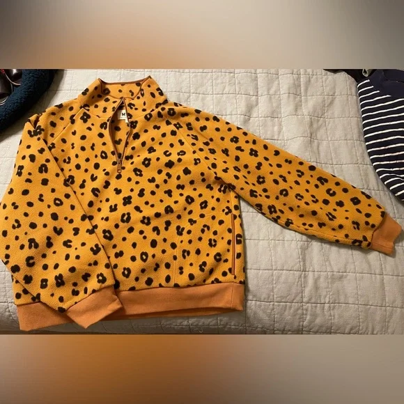 Madewell MWL Betterfleece Half-Zip Sweatshirt in Cheetah Print - Picture 2 of 5